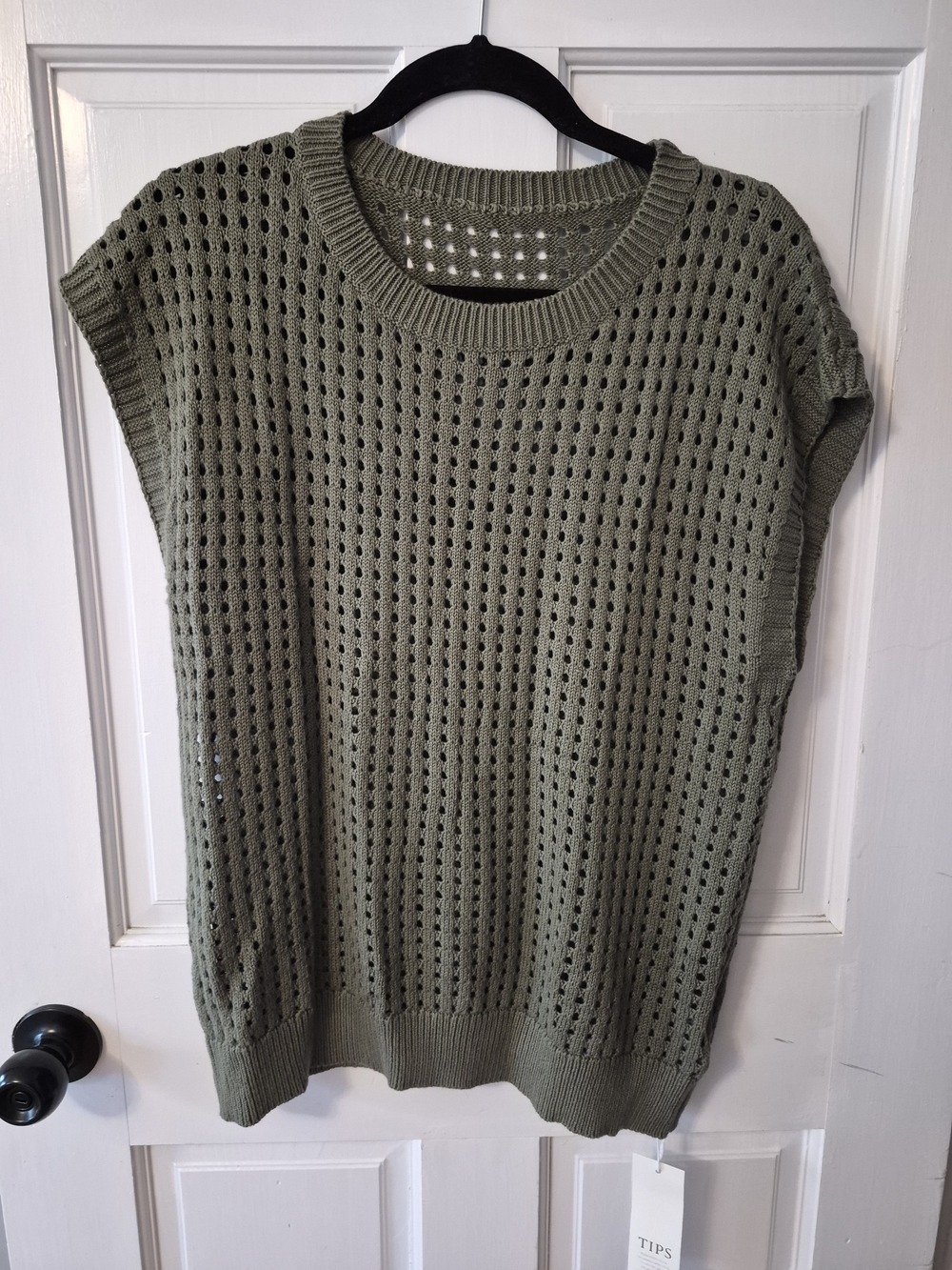 Olive Open-Knit Sleeveless Sweater Vest